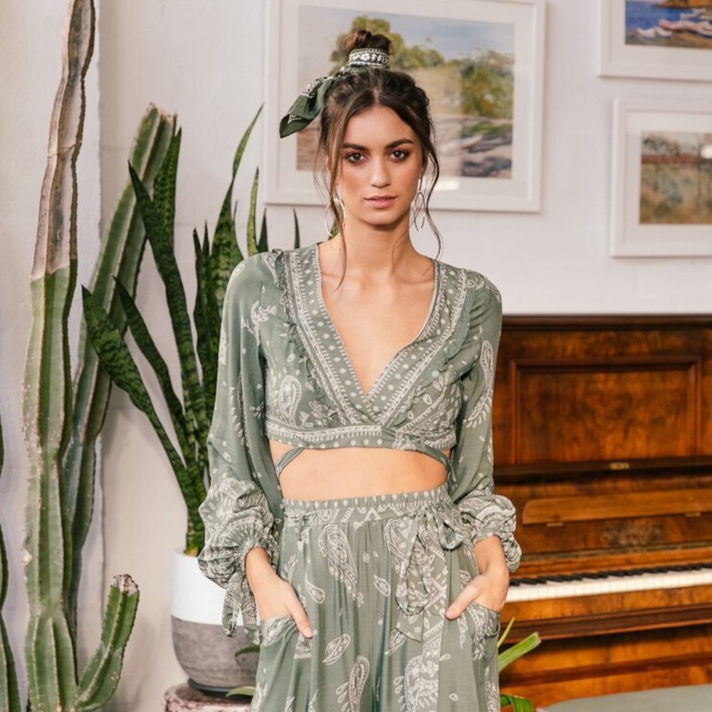 JORDIE WRAP CROP CONSTANCE PRINT JAASE BOUTIQUE - Picture 1 of 8